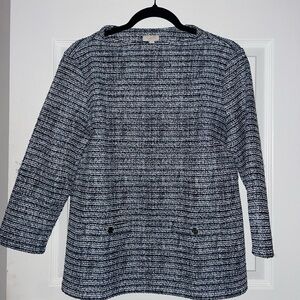 Talbots Navy and White Textured Coatigan